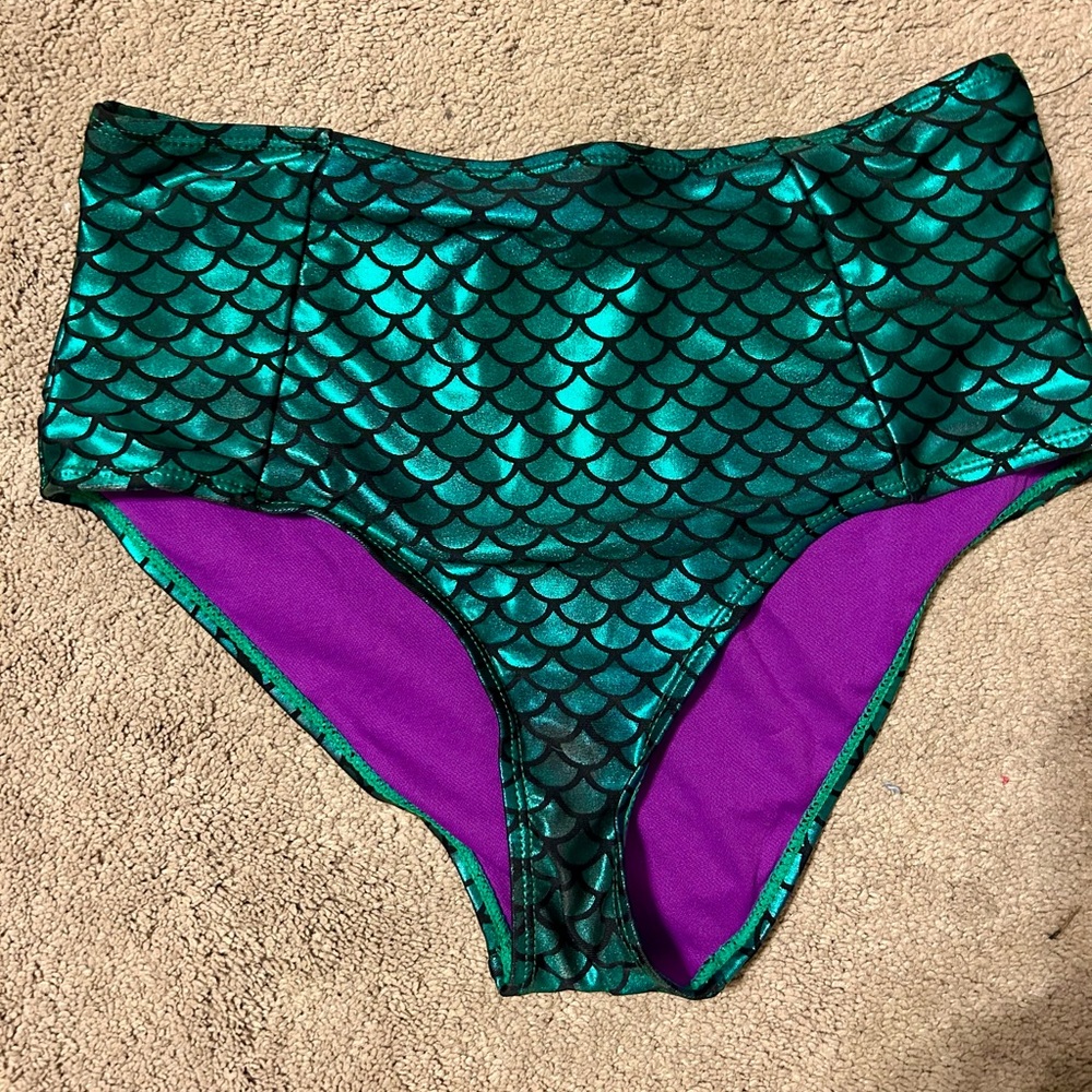 Disney Little Mermaid Ariel Size Medium High Waisted Scale Swim Bikini Bottom